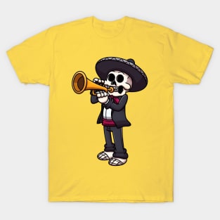 Mariachi Skeleton Playing The Trumpet T-Shirt